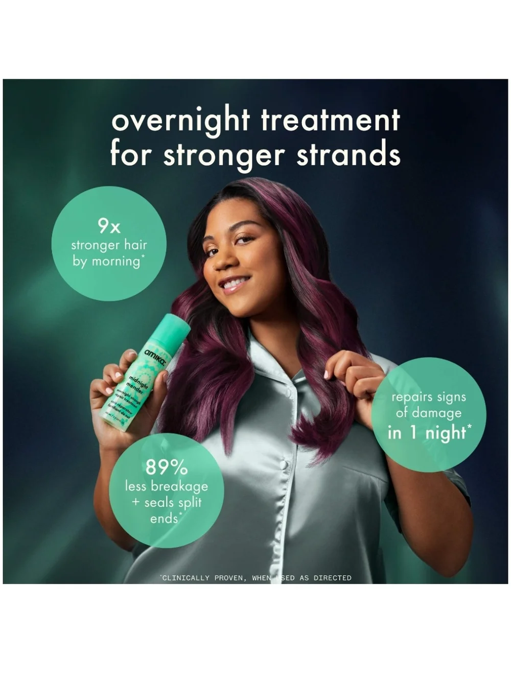 amika: midnight mender overnight repair treatment - turquoise